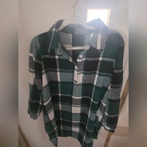 Green and Black Plaid Shirt